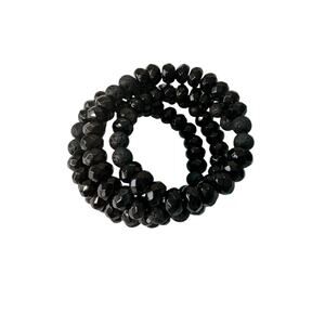 Black Glass Memory Wire Bracelet‎ Faceted Beads Goth Minimalist
